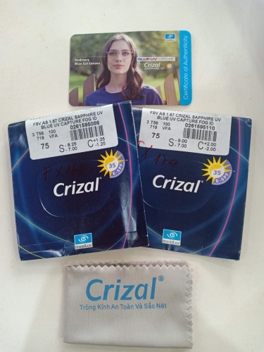 Mắt kính Essilor Crizal Sapphire Blue UV 1.67